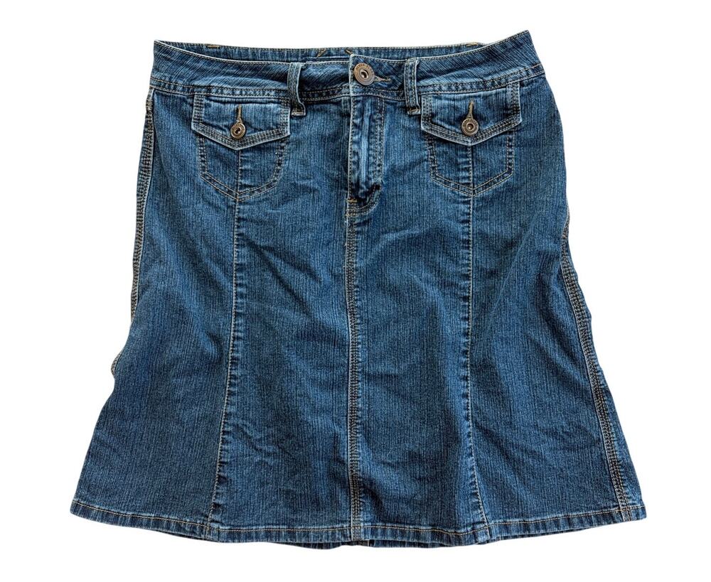 baccini vintage y2k flared denim mini skirt size 6